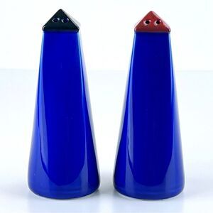 Lindt Stymeist Yo Han Pattern Cobalt Blue Salt Pepper Shakers Set 5 1/4''